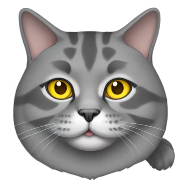 Fat cat grey with yellow eyes sticker