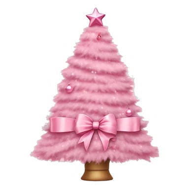 pastel pink decorated pink christmas tree with a pink bow and ribbons  sticker