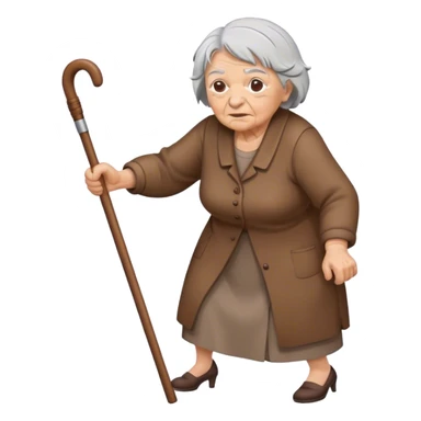 old woman beating a bear with her cane  sticker