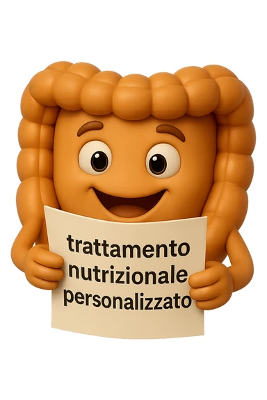 emoji stile iphone di un intestino felice che legge un foglio con la scritta "trattamento nutrizionale personalizzato", non fargli il naso, iperrealistico 4k sticker