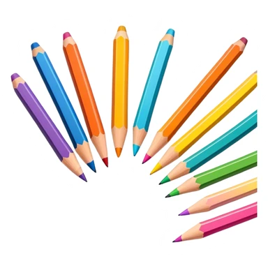 Cinematic Realistic image of a set of finely sharpened colouring pencils arranged neatly on crisp paper, rendered with vibrant hues and detailed pencil textures, illuminated by soft, creative lighting that captures the spirit of artistic expression sticker