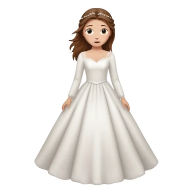 Chica blanca,pelo castaño y recogido,pelos salidos, vestido novia, manga larga cuerpo entero sticker