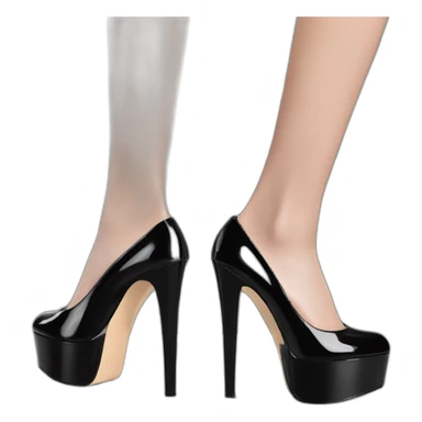 One view back Black Patent Leather Daffodile Platform Heels sticker