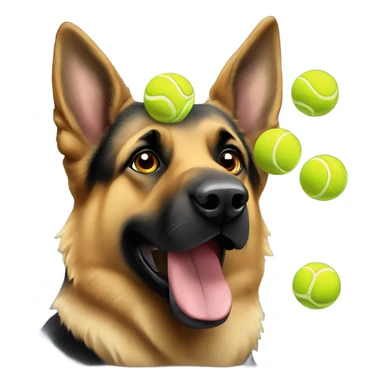 German shepherd with tennis balls sticker