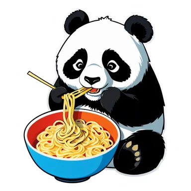 Panda eating noodles  sticker