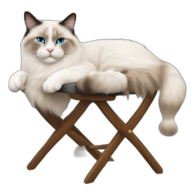 ragdoll cat sleeping on office chair sticker