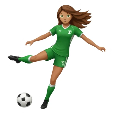 Long Haired Football Players, Female player, green cloth, full body kick ball sticker