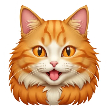 a cat with its tongue sticking out in the style of the iphone unicode smirking cat emoji sticker
