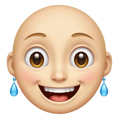 Emoji, laughing face with lots of tears of joy exactly from eyes, wide smile, big eyes sticker