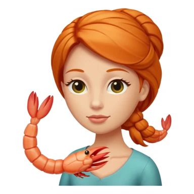 ginger woman with shrimp posture sticker
