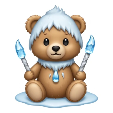Teddy bear with icicles on her sticker