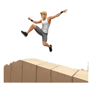A person performing a parkour move, leaping between buildings or scaling a wall with agility and precision. The scene captures dynamic motion, showcasing strength, flexibility, and the thrill of urban acrobatics against an urban cityscape backdrop. sticker