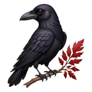 A raven holding a weirwood leaf sticker