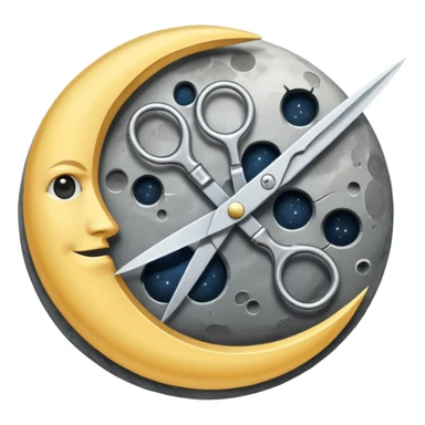 Scissors cutting moon sticker