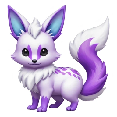 Hyper-realistic pastel wildlife Beautiful Real life wild feral Frosty Albino Shiny White with Violet markings Eevee-Liepard-Zangoose-Pokémon-Digimon-Fakémon-fusion-hybrid-creature sticker