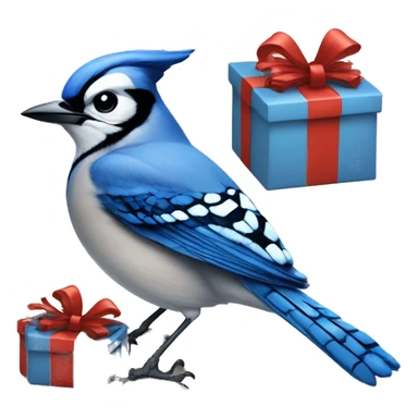 Blue Jay on a Present sticker