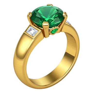 wedding ring with a emerald green stone sticker