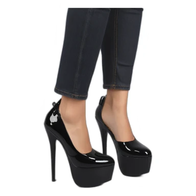 One Black Patent Leather Daffodile Platform Heels sticker