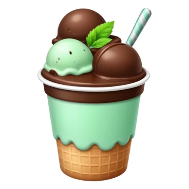 white cup with mint and chocolate ice cream sticker