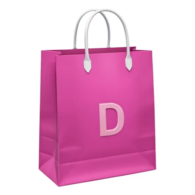 Fuchsia pink paper bag with white handles, repeating DRUNI  in light pink and a large vertical 'DRUNI' in bold white letters in the center, iOS emoji style, shiny and realistic. sticker