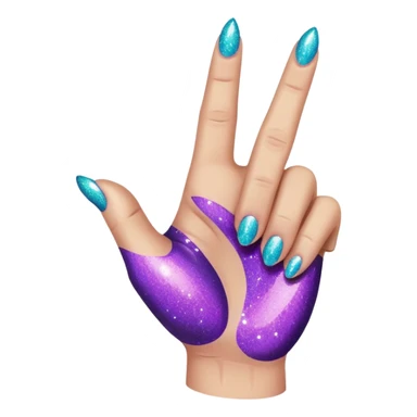 Glitter Roxo e Ciano Dedo apontando pro lado sticker