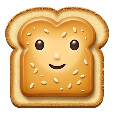 A slice of crispy golden toast with miso butter spread on top, rich brown glossy miso butter with sesame seeds, Japanese style, minimalist icon style sticker