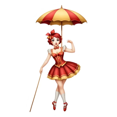 Vintage circus tightrope walker holding parasol sticker