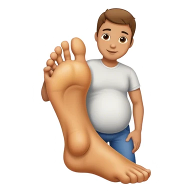 pregnant male hugging a giant foot sticker