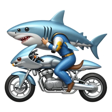 Shark riding motorcycle  sticker