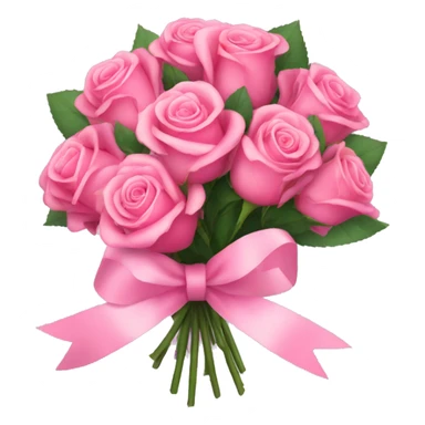 pink rose bouquet with pink ribbons  sticker