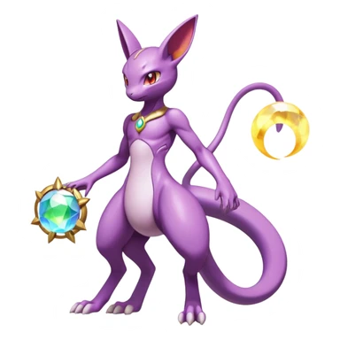 Anthro Sona Colorful Godly Celestial Shiny Mewtwo-Genesect-Fakemon Fantasy Creature Full Body sticker