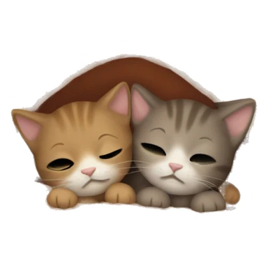 Two little brown kittens sleeping with blanket  sticker
