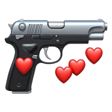 Black hand gun shooting a heart bullets out of the tip  sticker
