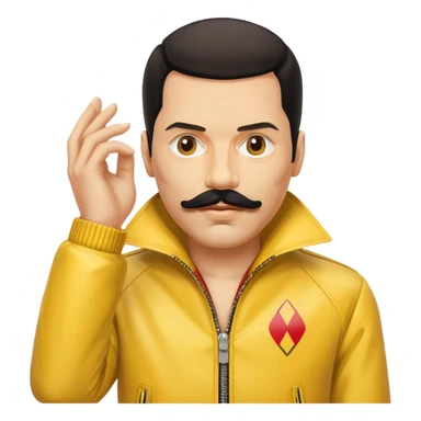 Freddie Mercury with mustache and yellow jacket sticker
