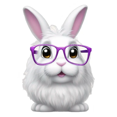 super fluffy white bunny with glasses and princesses tiara  sticker