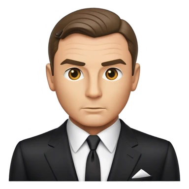 Cinematic Realistic James Bond Portrait Emoji, depicted as a suave, sophisticated secret agent in a tailored suit with a cool, composed gaze and an air of stealth and charm, rendered with crisp textures and dynamic cinematic lighting that captures his timeless espionage allure. sticker