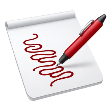 the hand writes with a dark red pen sticker