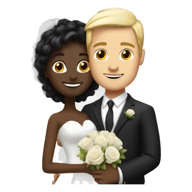 A white blonde man has just married, with a woman with black hair and a brown complexion. They have a lot of money. they are hugged sticker