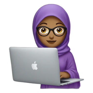 purple Hijab girl with glasses in front of MacBook 💻  sticker