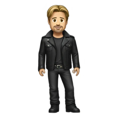 Brad pitt wearing a black leather jacket sticker