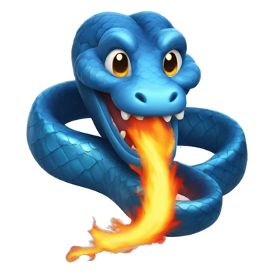 blue snake breathing fire sticker