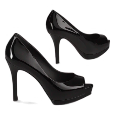 One view back Black Patent Leather Daffodile Platform Heels sticker