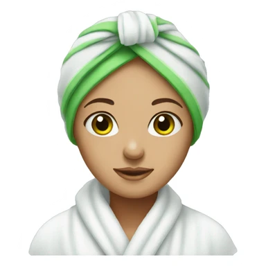 woman with green eyes with towel on head  sticker
