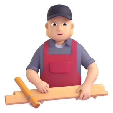 carpenter in workshop with wood sticker