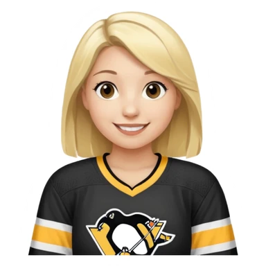Girl blonde with hockey jersey pittburgh penguins sticker