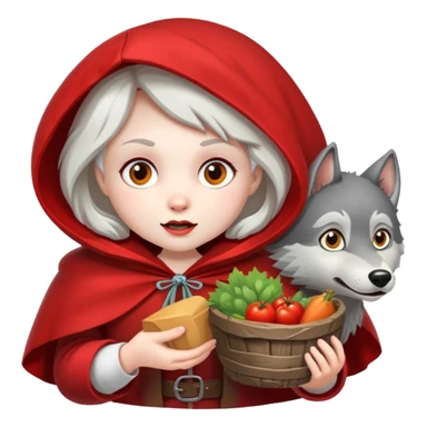 Little Red Riding Hood brings food to grandma, is tricked by a wolf, but is saved by a hunter. sticker