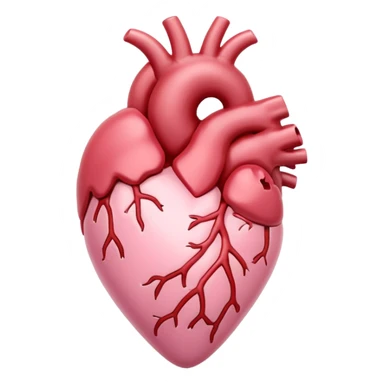 anatomical heart, pastel light pink, iOS emoji style, variation 3 sticker