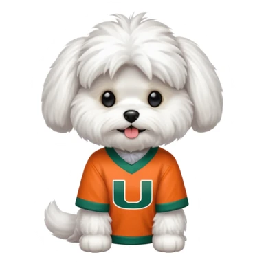 Maltese in a Miami hurricanes jersey sticker