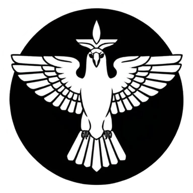 Minimalist black and white emblem emoji, inspired by the Faravahar symbol. Bio instagram  sticker