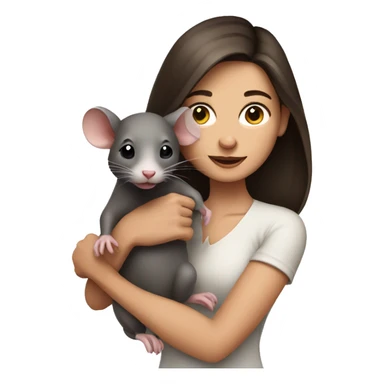 brunette woman holding cute pet rat sticker